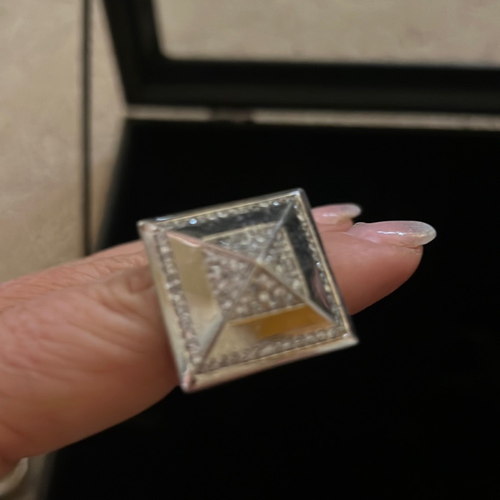 silver obsolesce matrix ring with swarovski